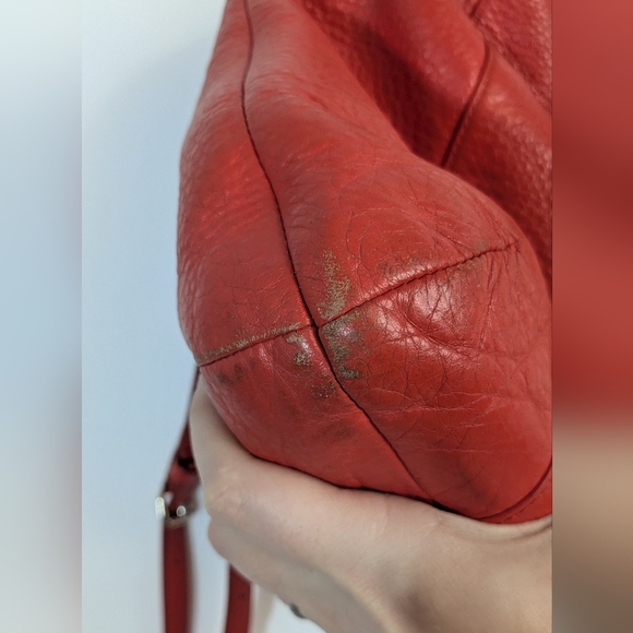 Coach red pebbled leather hobo bag - shoulder and crossbody strap. - Picture 7 of 12
